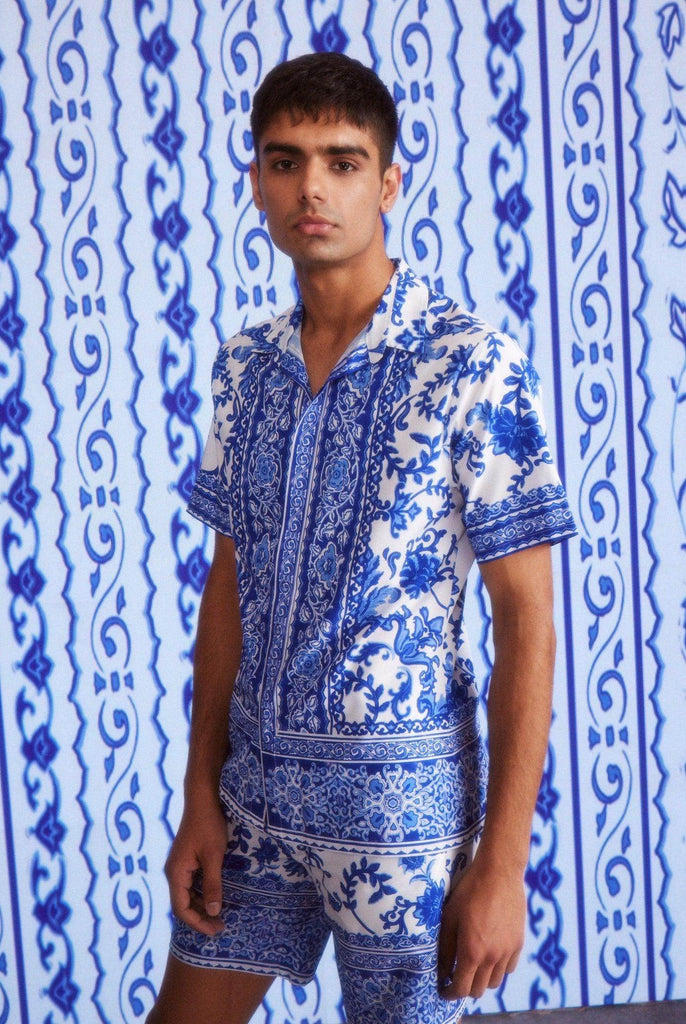 CERAMIC PRINT HALF SLEEVE SHIRT - dash and dot dash and dot