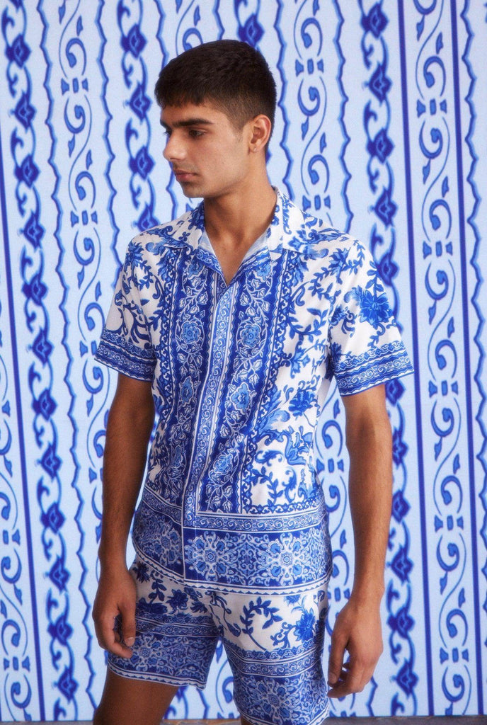 CERAMIC PRINT HALF SLEEVE SHIRT - dash and dot dash and dot