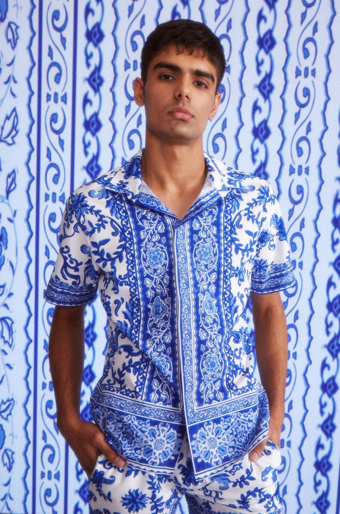 CERAMIC PRINT HALF SLEEVE SHIRT - dash and dot dash and dot