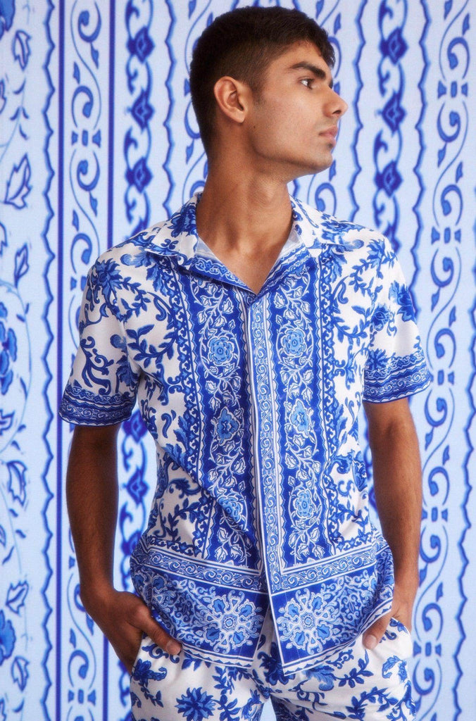 CERAMIC PRINT HALF SLEEVE SHIRT - dash and dot dash and dot