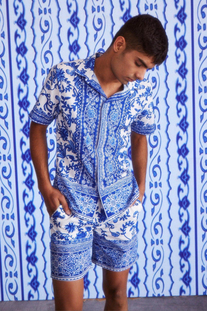 CERAMIC PRINT HALF SLEEVE SHIRT - dash and dot dash and dot