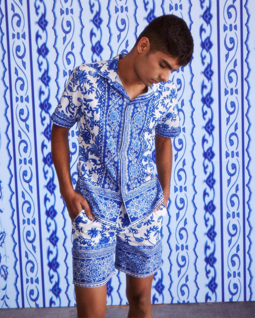 CERAMIC PRINT SHORTS SET - dash and dot dash and dot