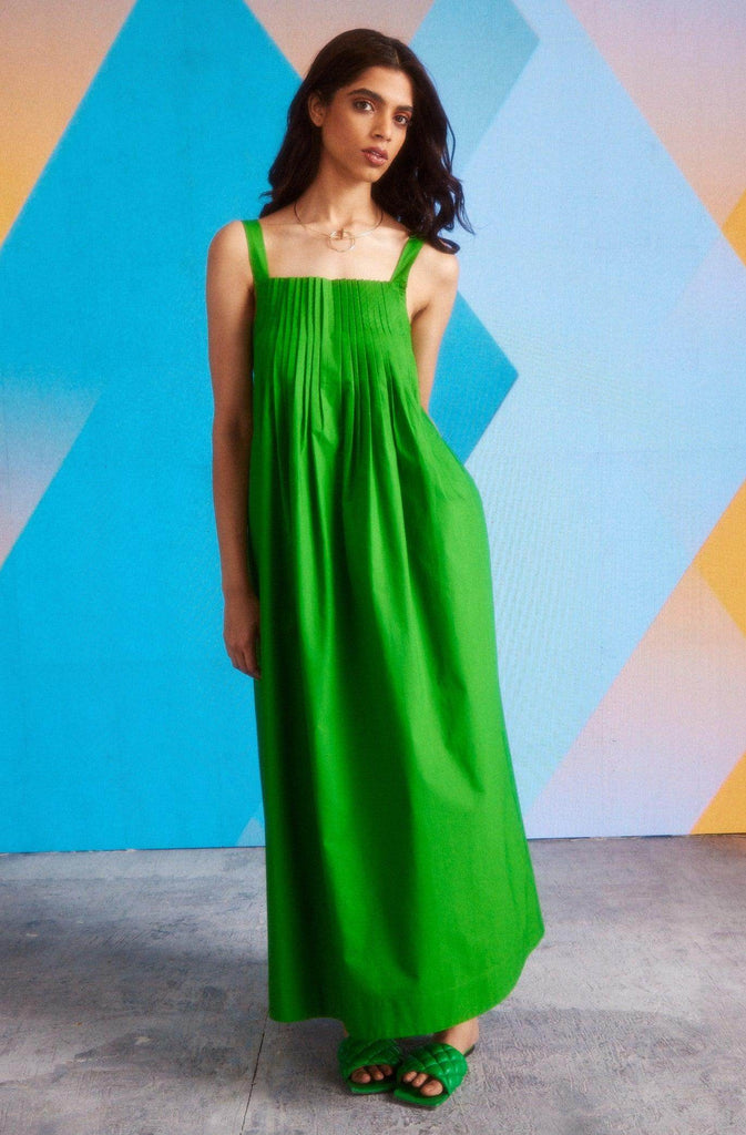 GREEN POPLIN MIDI - dash and dot dash and dot