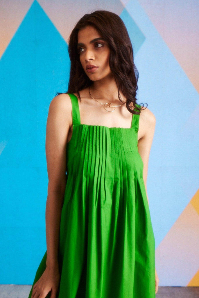 GREEN POPLIN MIDI - dash and dot dash and dot