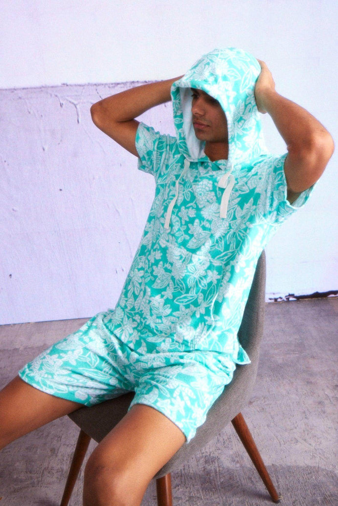 TOWEL HALF SLEEVE HOODIE SET - dash and dot dash and dot