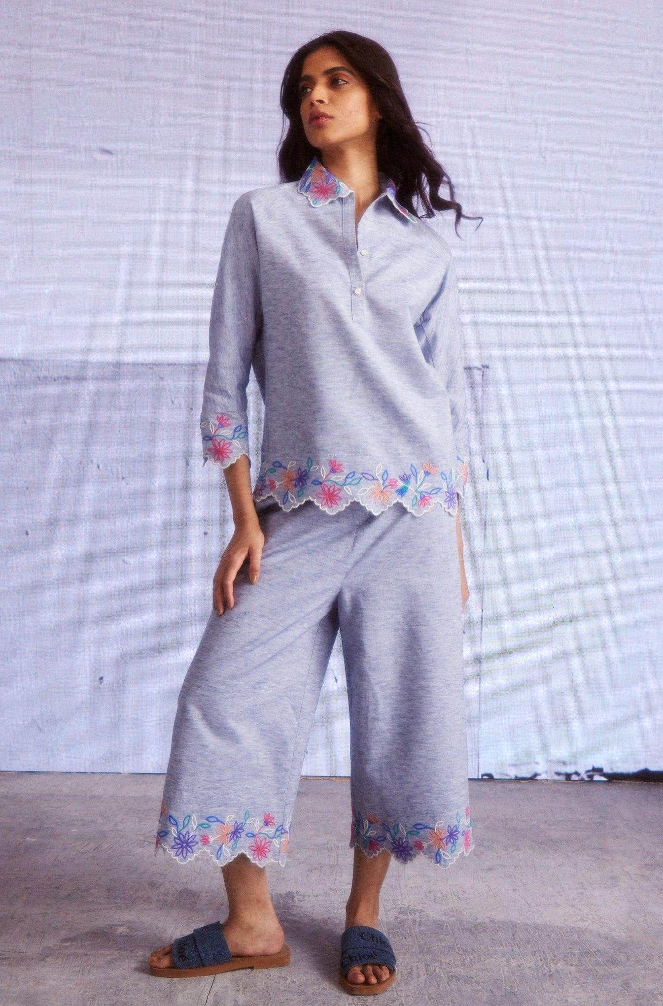 SCALLOPED EMBROIDERED CULLOTES - dash and dot