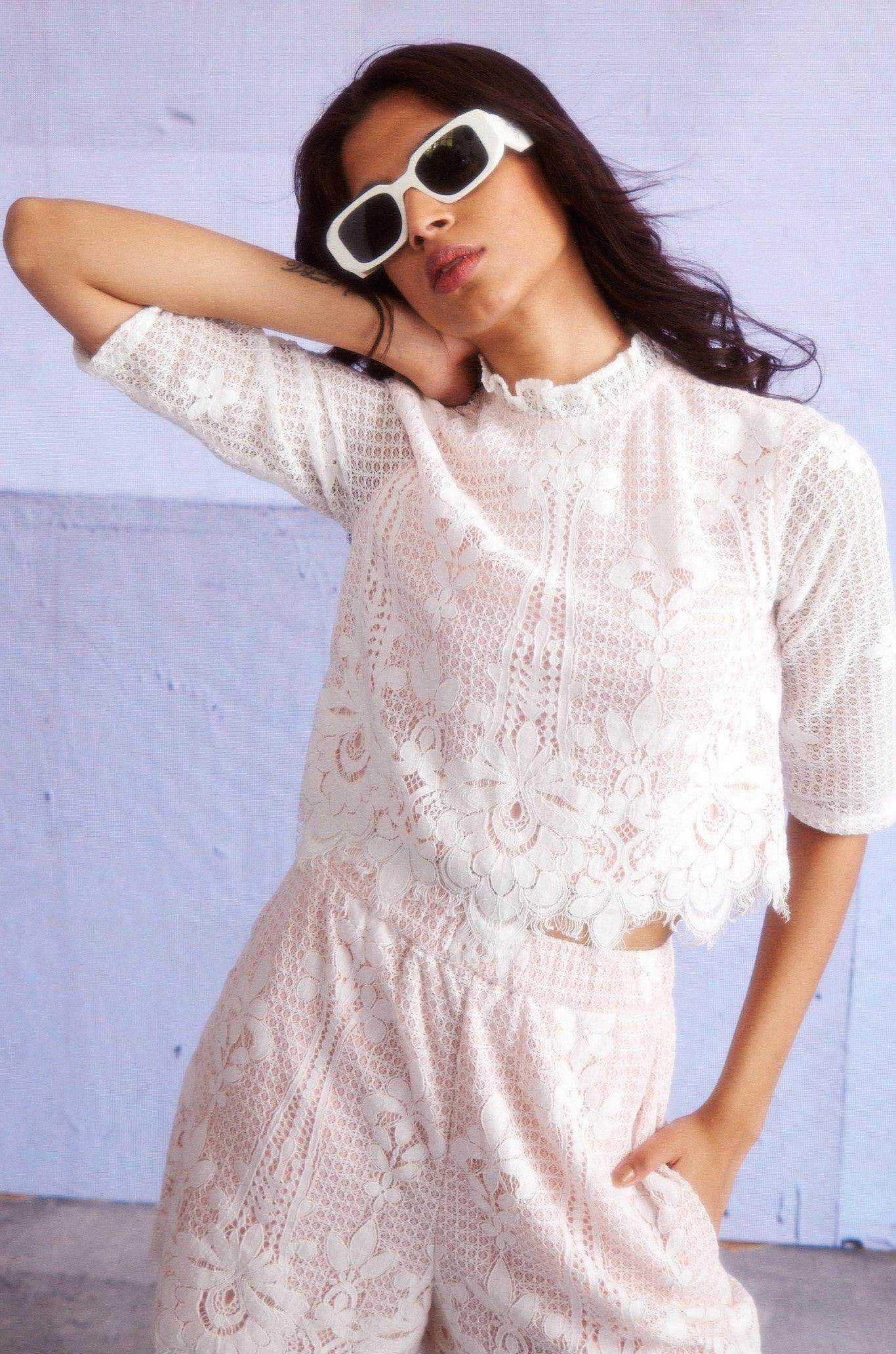 SCALLOPED LACE TOP - dash and dot