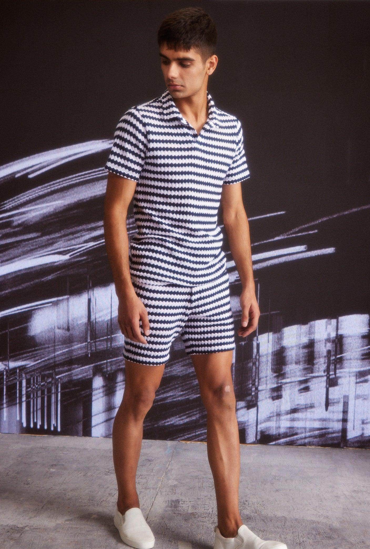 STRIPE KNIT SHORTS SET - dash and dot