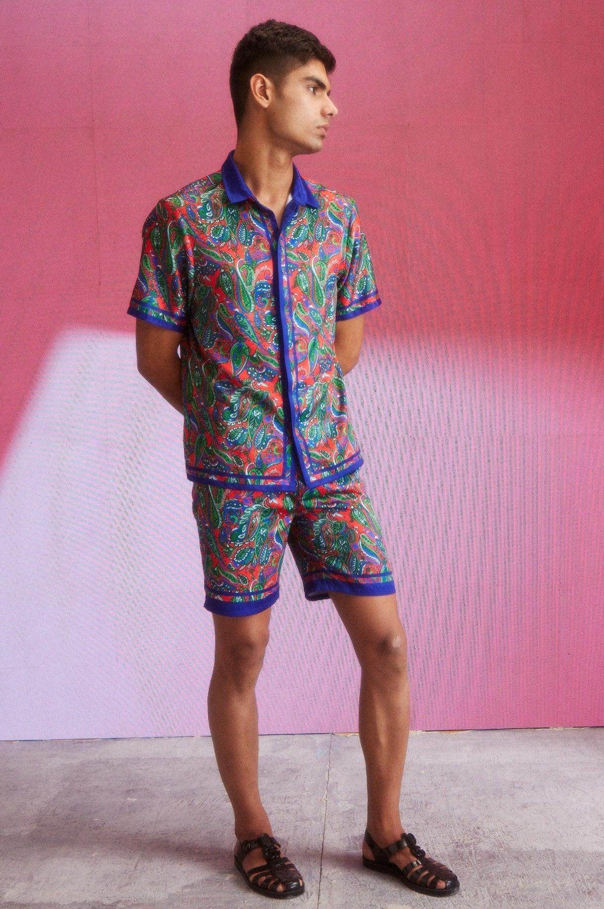 PAISLEY BORDER SHORTS SET - dash and dot