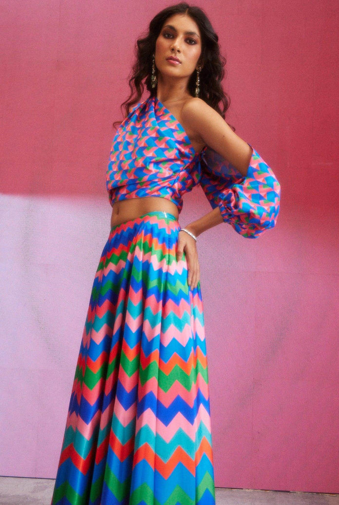 PRINTED DRAPED SLEEVE TOP - dash and dot dash and dot