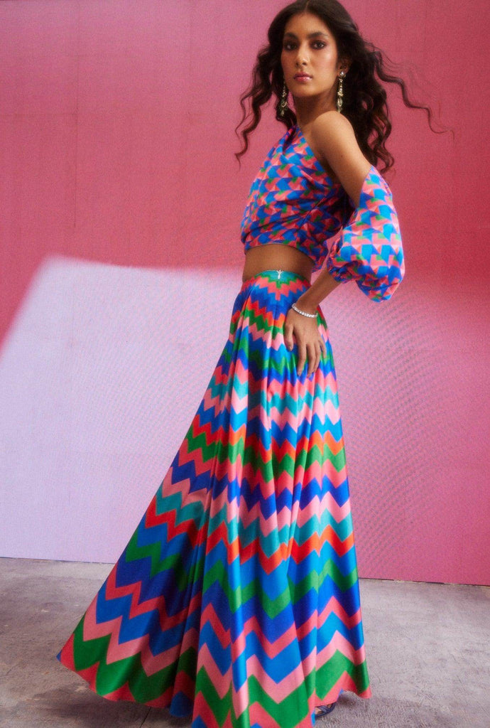 PRINTED DRAPED SLEEVE TOP - dash and dot dash and dot