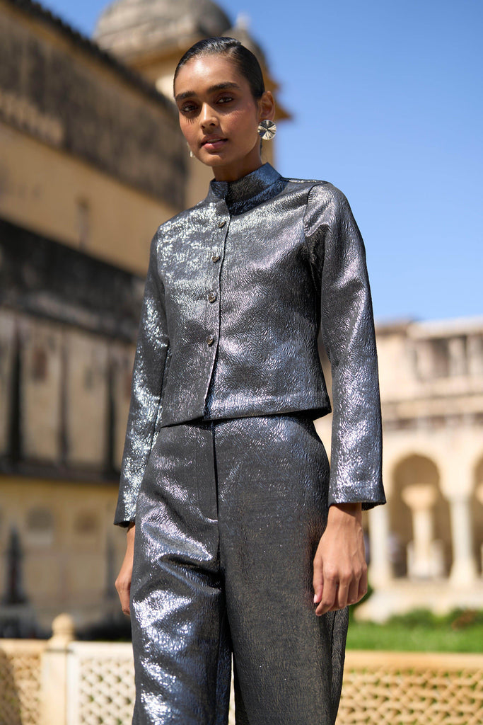 METALLIC STRUCTURED TOP - dash and dot dash and dot