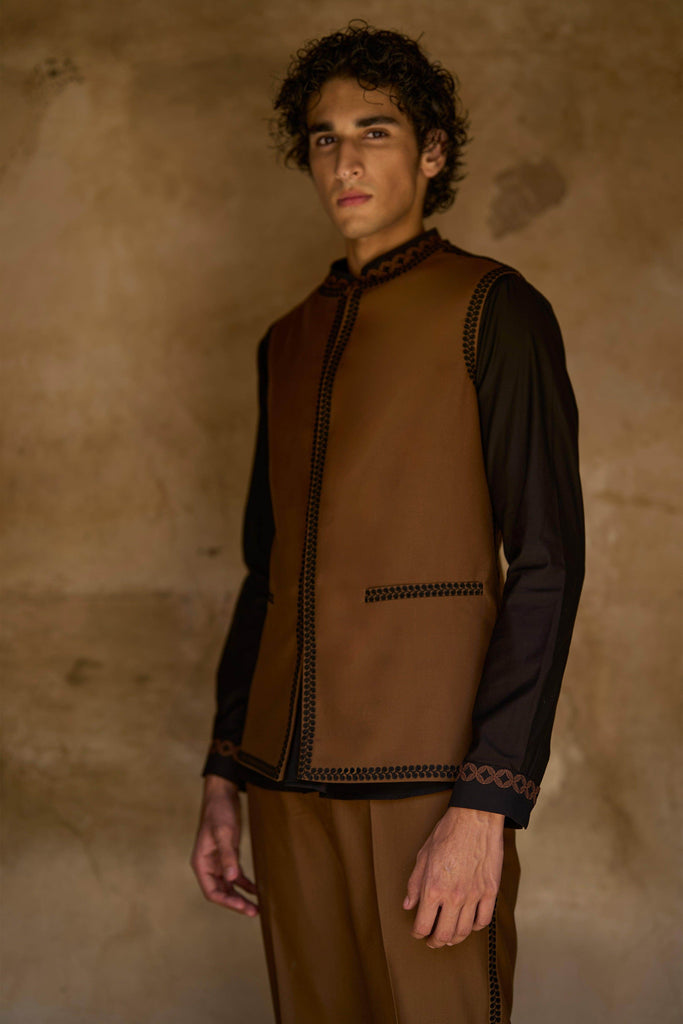 BORDER EMBROIDERED BANDI JACKET - dash and dot dash and dot