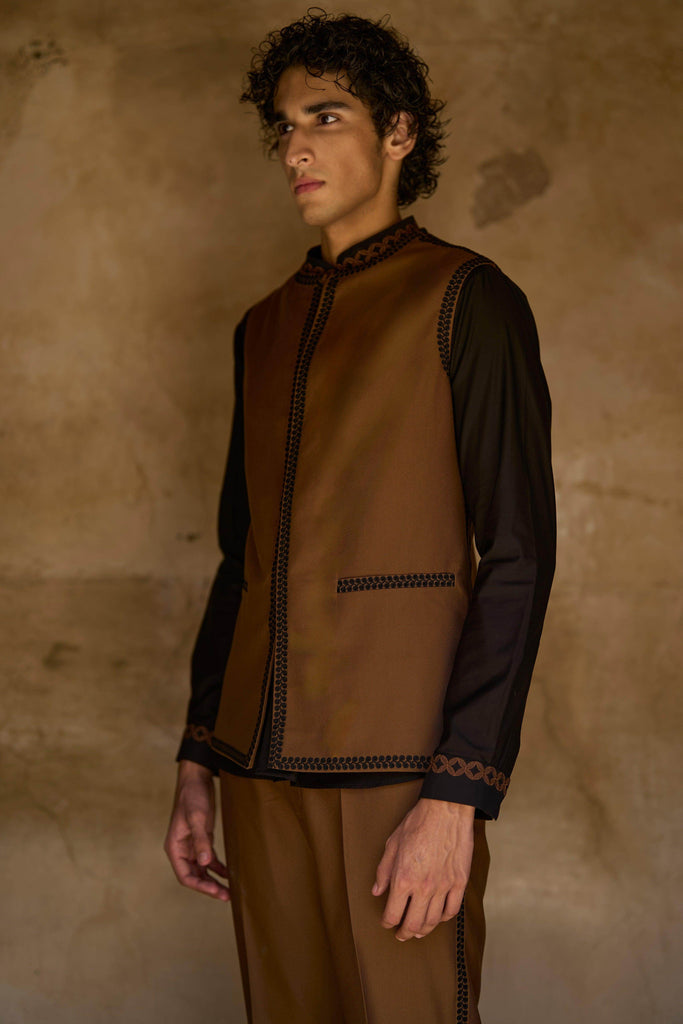 BORDER EMBROIDERED BANDI, SHIRT AND PANT - dash and dot dash and dot