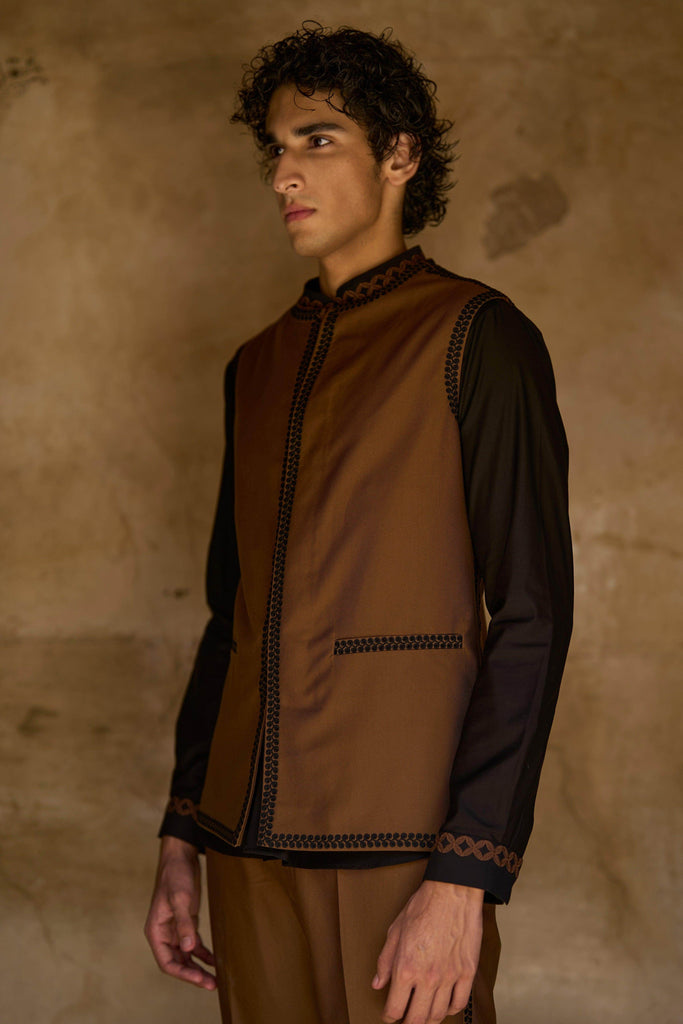 BORDER EMBROIDERED BANDI JACKET - dash and dot dash and dot