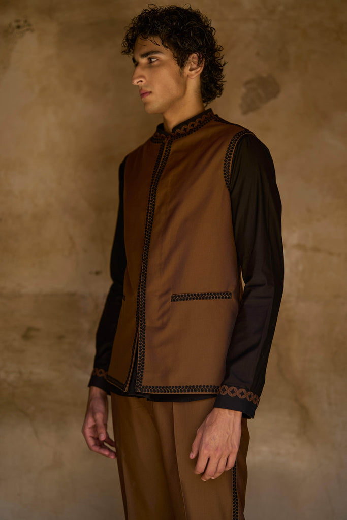 BORDER EMBROIDERED BANDI JACKET - dash and dot dash and dot