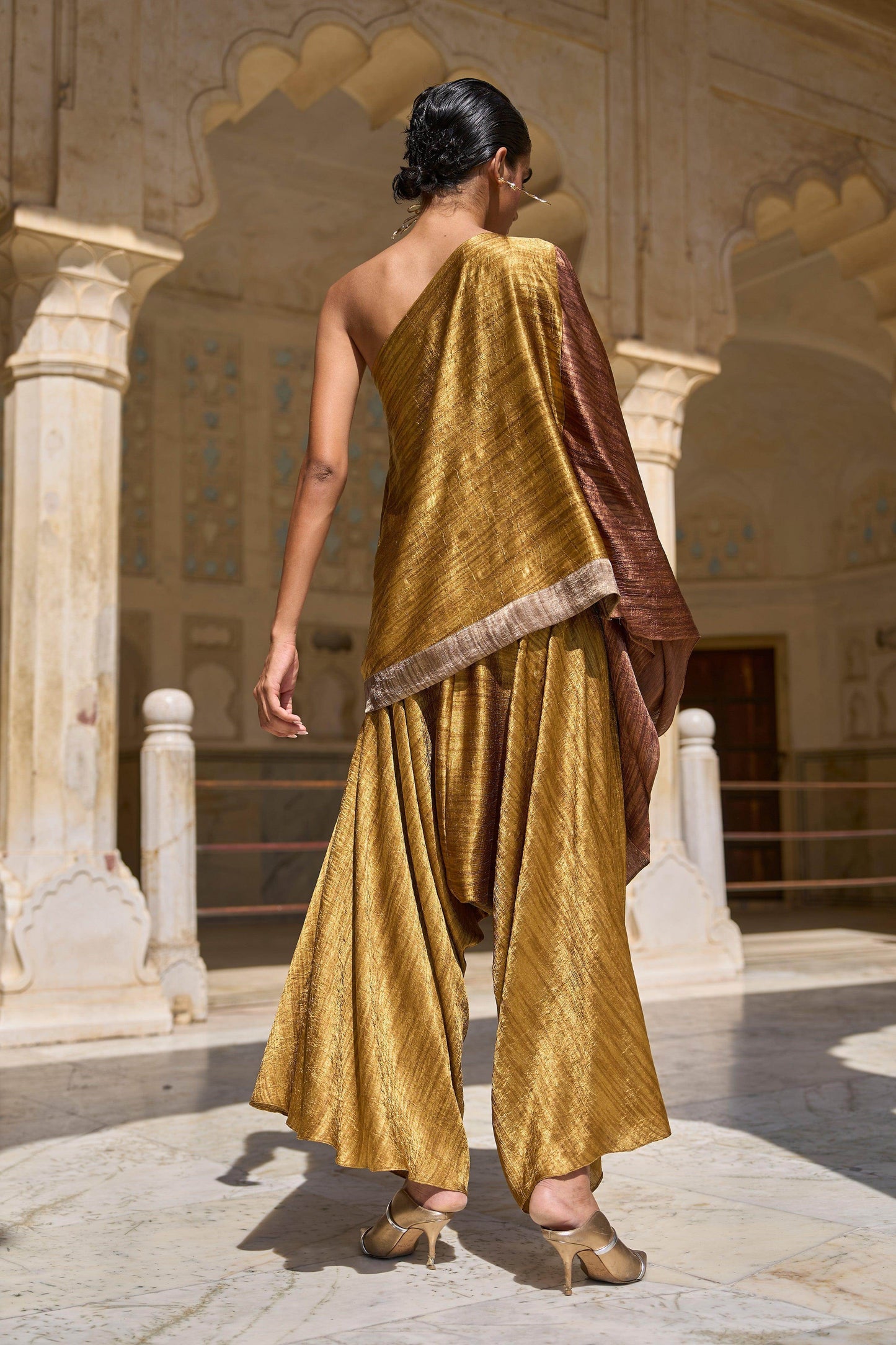 LAMÉ HAREM DRAPE CULOTTE - dash and dot