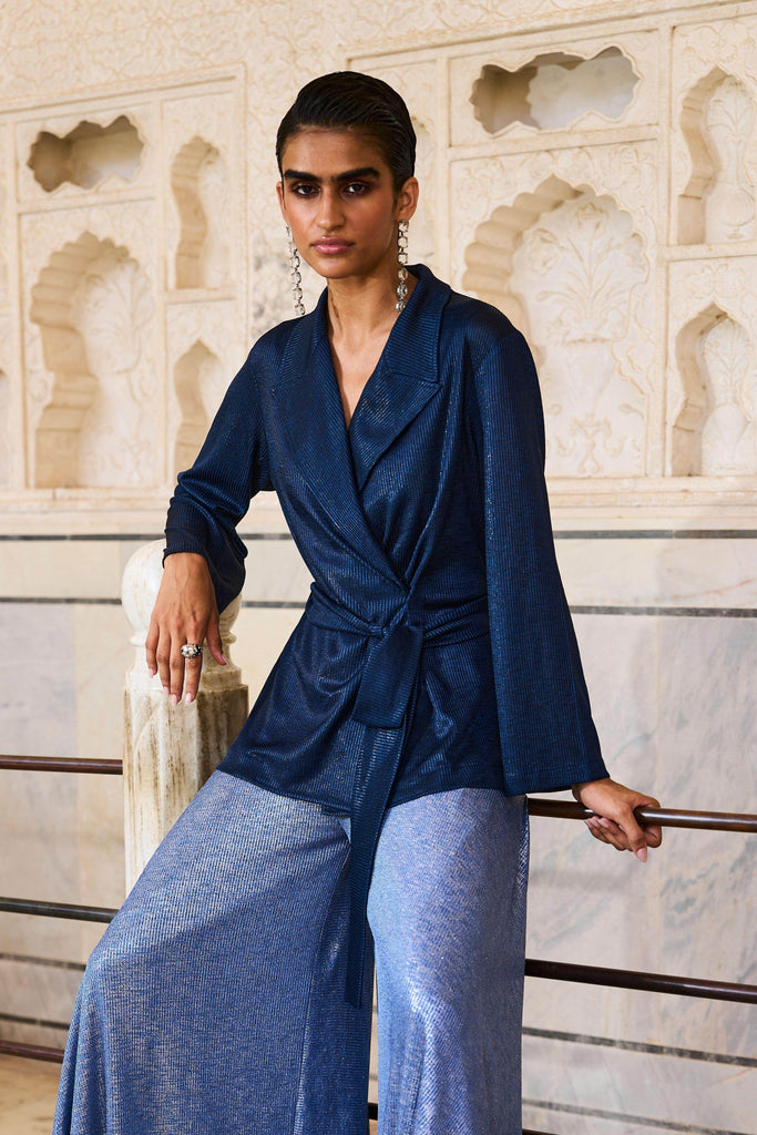 METALLIC WRAP TOP - dash and dot dash and dot