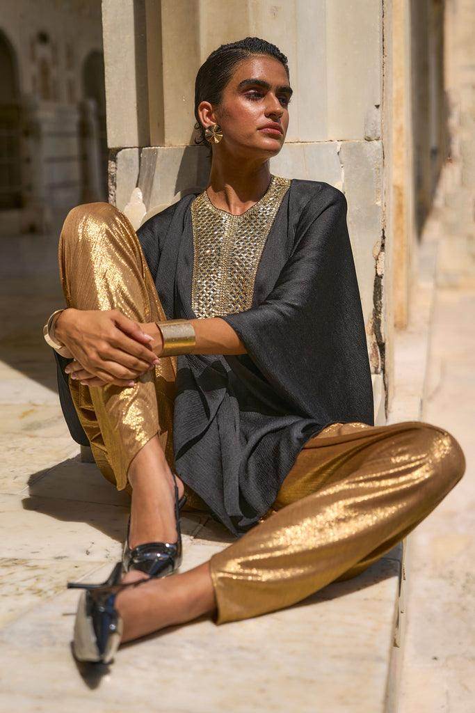 GOTA KAFTAN AND DRAPE PANT SET - dash and dot