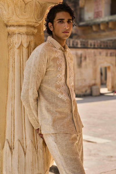 TEXTURED LINEN SHIRT - dash and dot