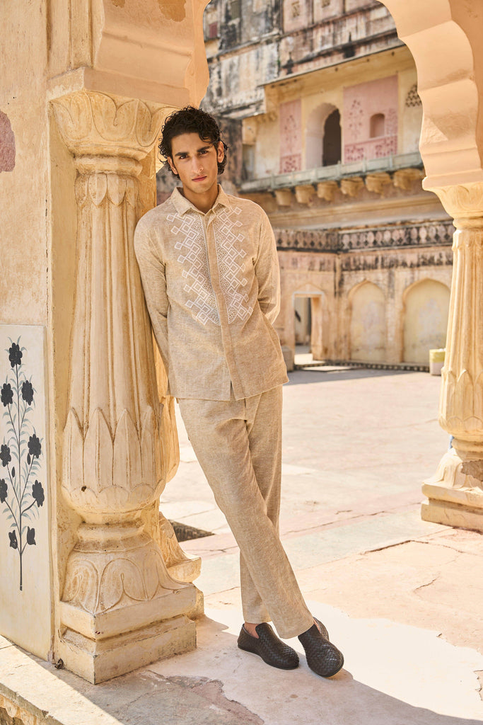 TEXTURED LINEN SHIRT - dash and dot dash and dot