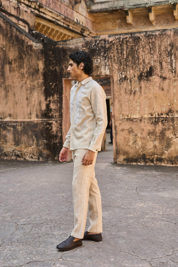 TEXTURED LINEN SHIRT - dash and dot dash and dot