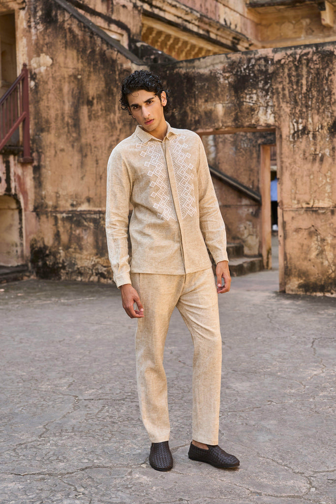 TEXTURED LINEN SHIRT - dash and dot dash and dot