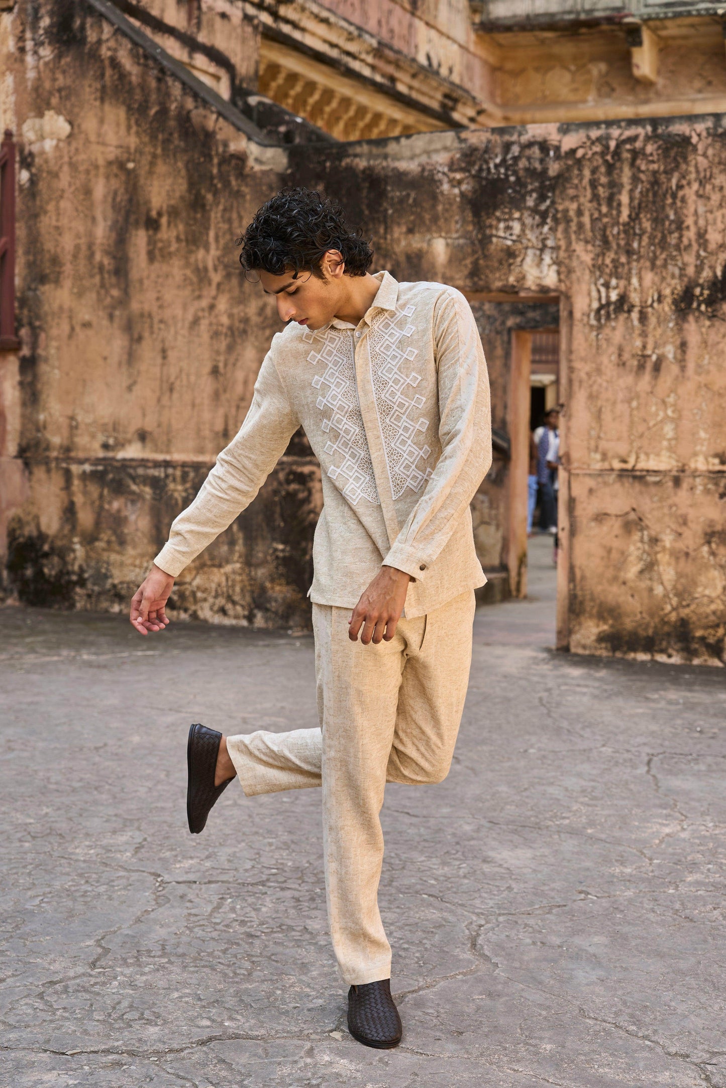 TEXTURED LINEN PANT - dash and dot