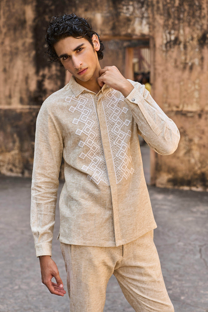 TEXTURED LINEN SHIRT - dash and dot dash and dot