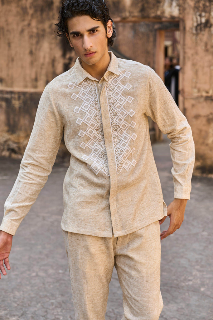 TEXTURED LINEN SHIRT - dash and dot dash and dot