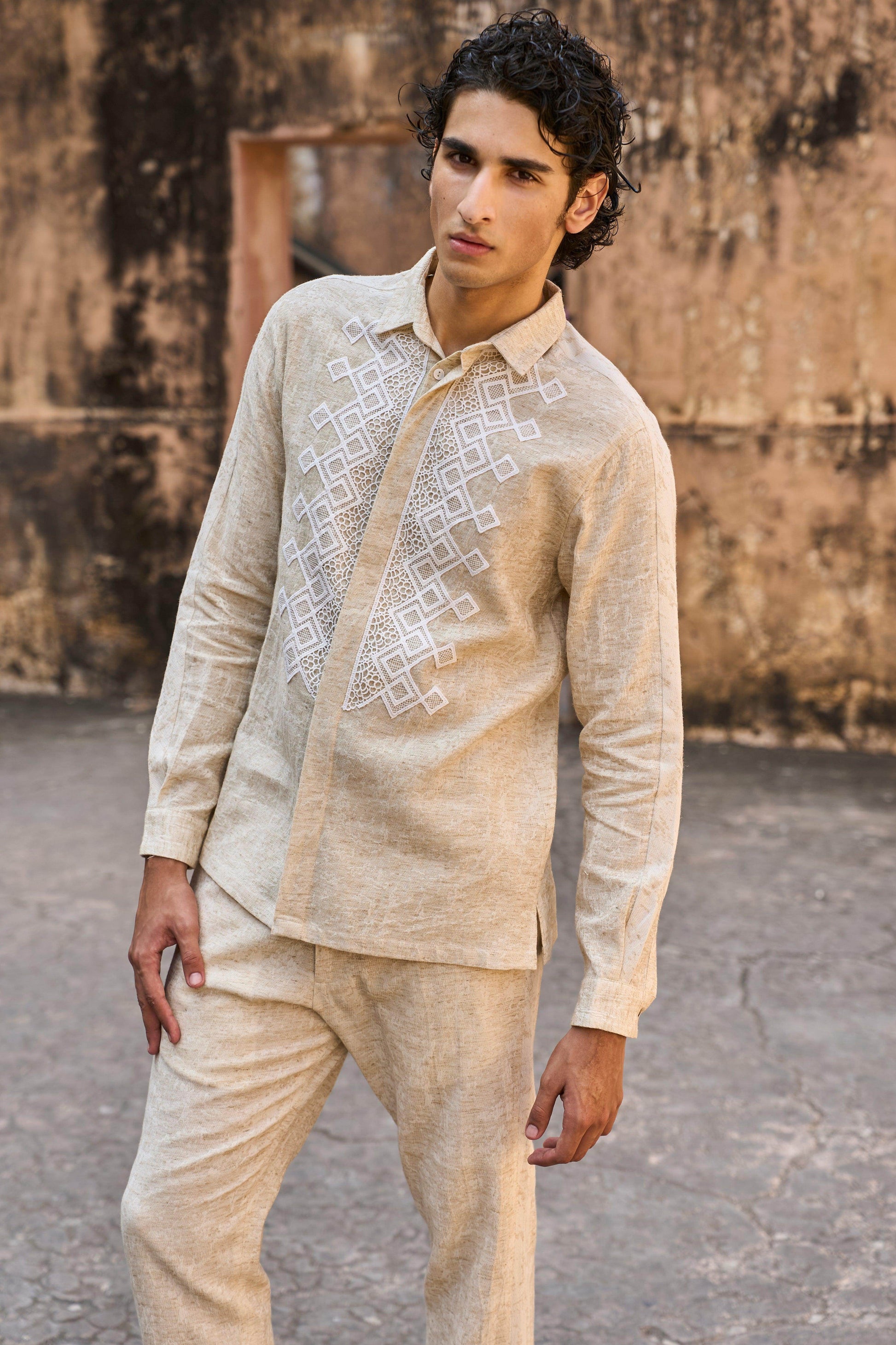 TEXTURED LINEN SHIRT - dash and dot