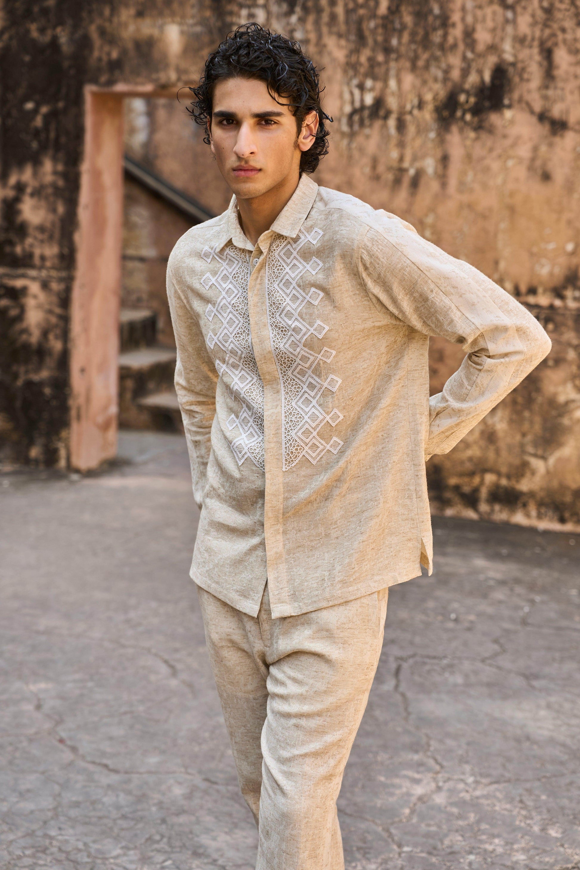 TEXTURED LINEN SHIRT - dash and dot