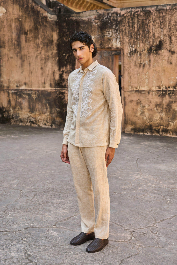 TEXTURED LINEN SHIRT - dash and dot dash and dot