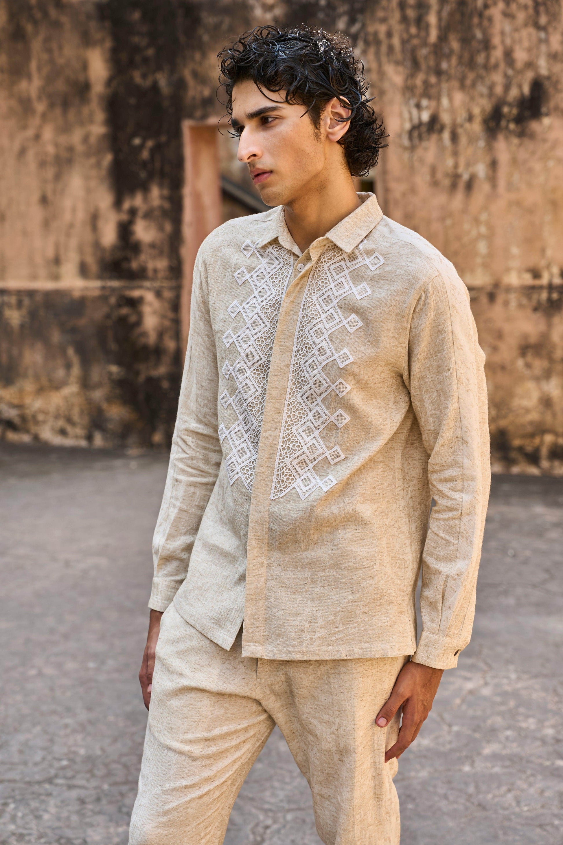 TEXTURED LINEN SHIRT - dash and dot