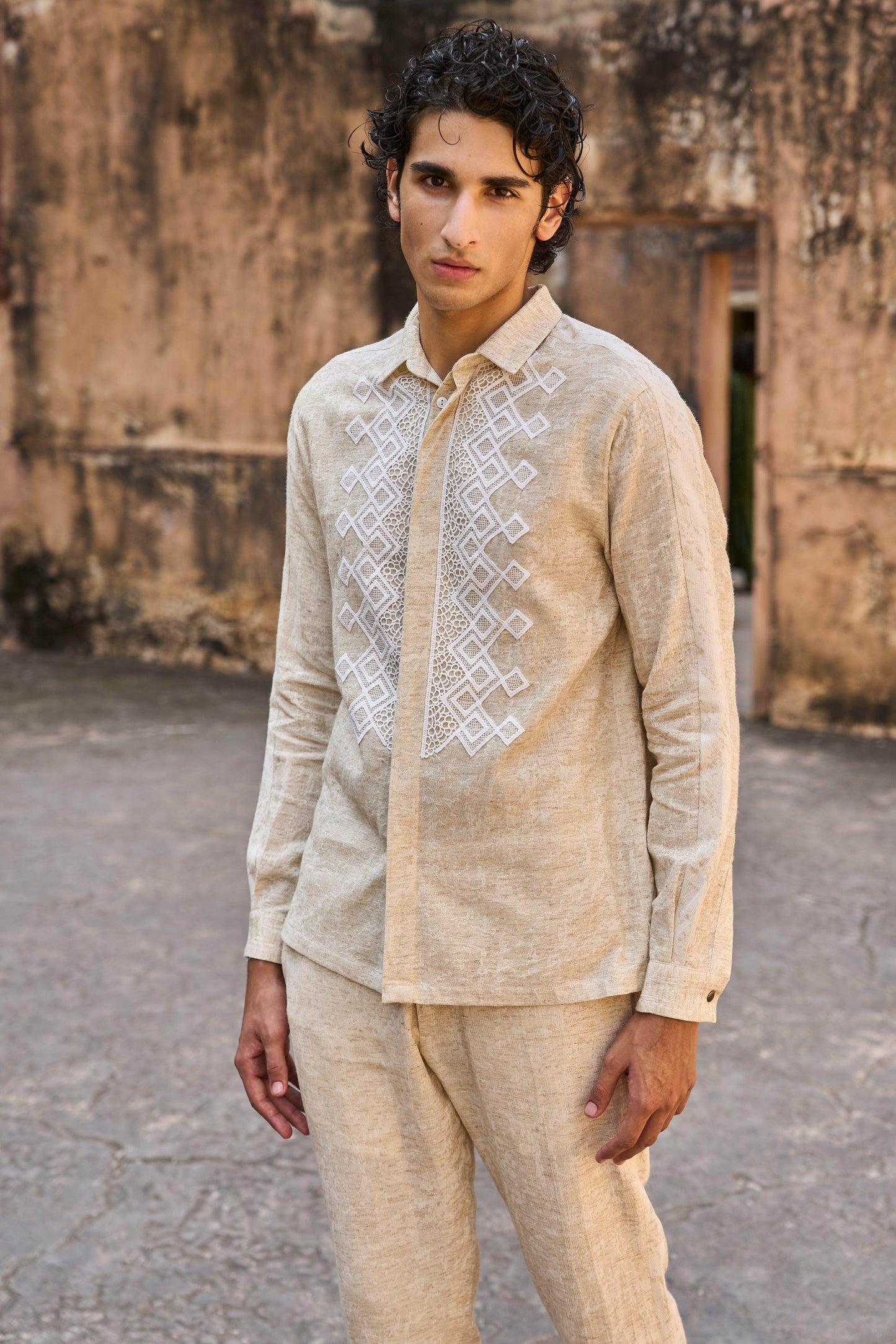 TEXTURED LINEN SHIRT - dash and dot