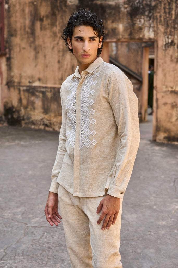 TEXTURED LINEN SHIRT - dash and dot dash and dot