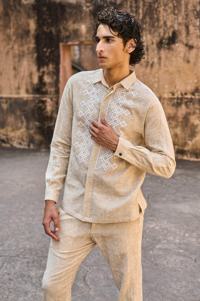 TEXTURED LINEN SHIRT - dash and dot dash and dot