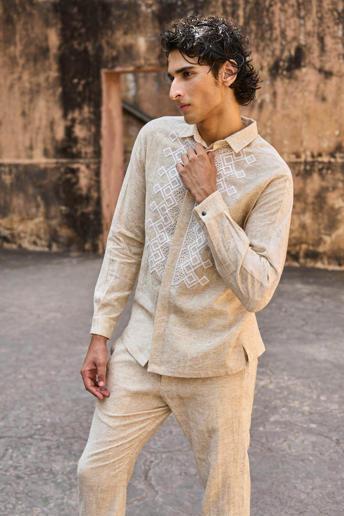 TEXTURED LINEN SHIRT - dash and dot dash and dot