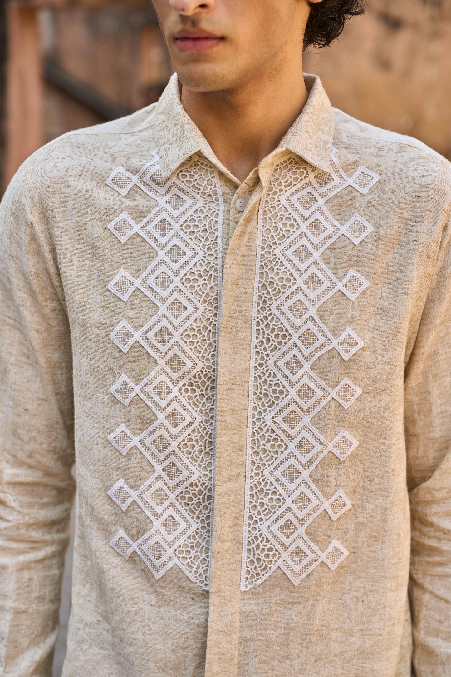 TEXTURED LINEN SHIRT - dash and dot