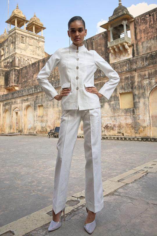 IVORY JACQUARD JACKET AND PANT - dash and dot
