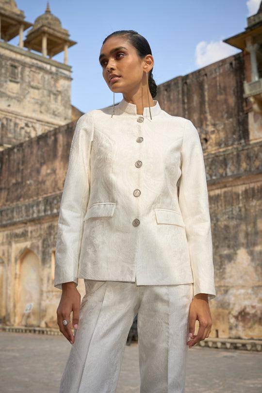 IVORY JACQUARD JACKET AND PANT - dash and dot