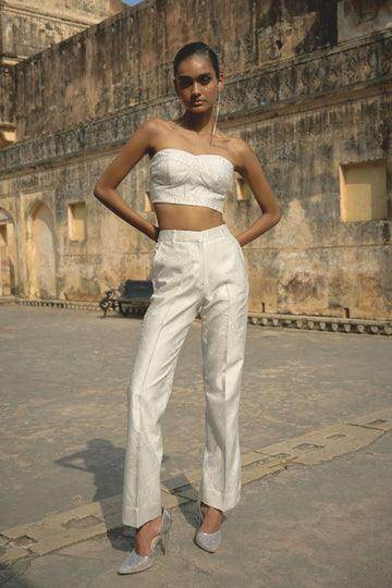 IVORY JACQUARD BRALETTE AND PANT - dash and dot dash and dot