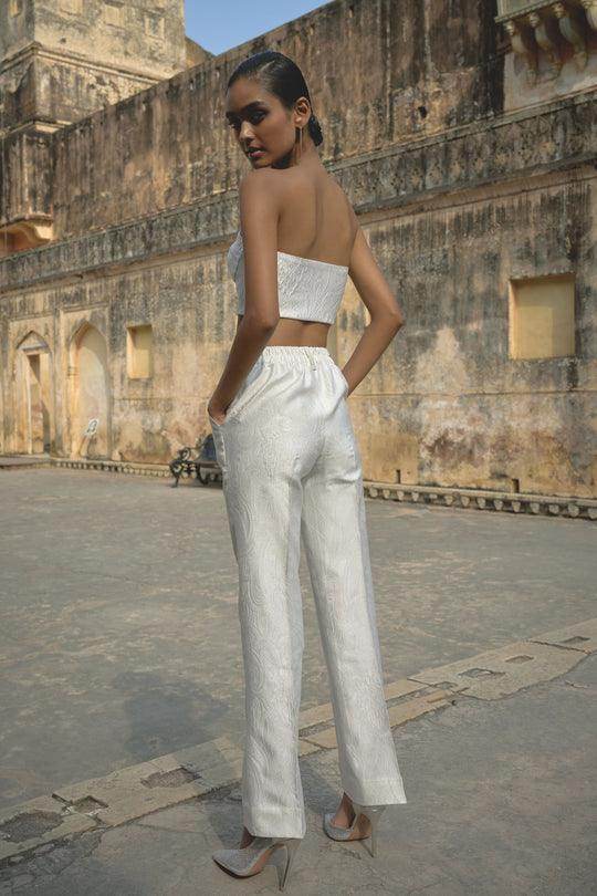 IVORY JACQUARD JACKET, BRALETTE AND PANT - dash and dot dash and dot