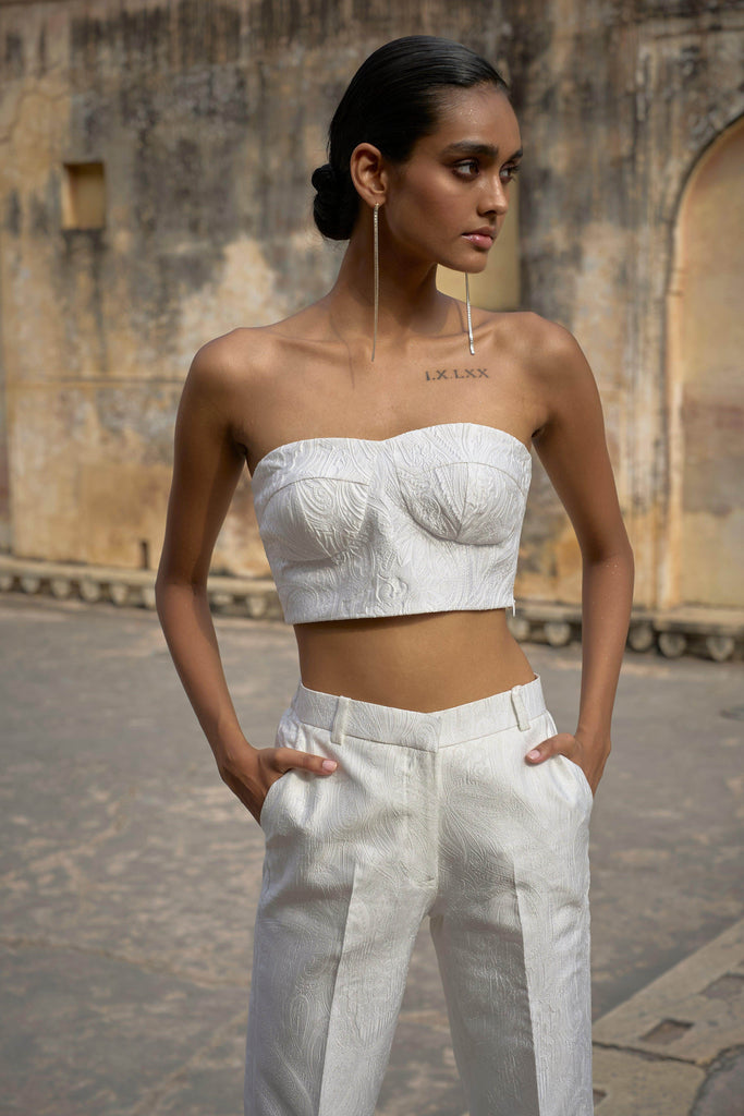 IVORY JACQUARD BRALETTE - dash and dot dash and dot