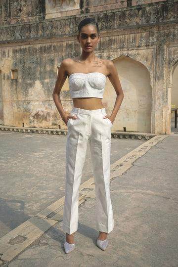 IVORY JACQUARD BRALETTE AND PANT - dash and dot dash and dot