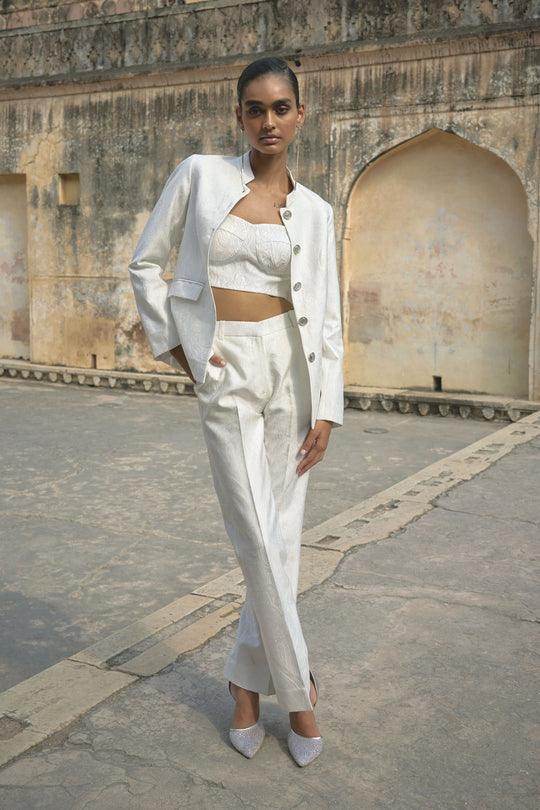 IVORY JACQUARD JACKET AND PANT - dash and dot