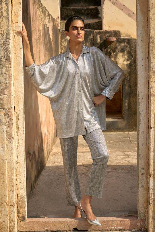 SILVER MIRROR PANT SET - dash and dot