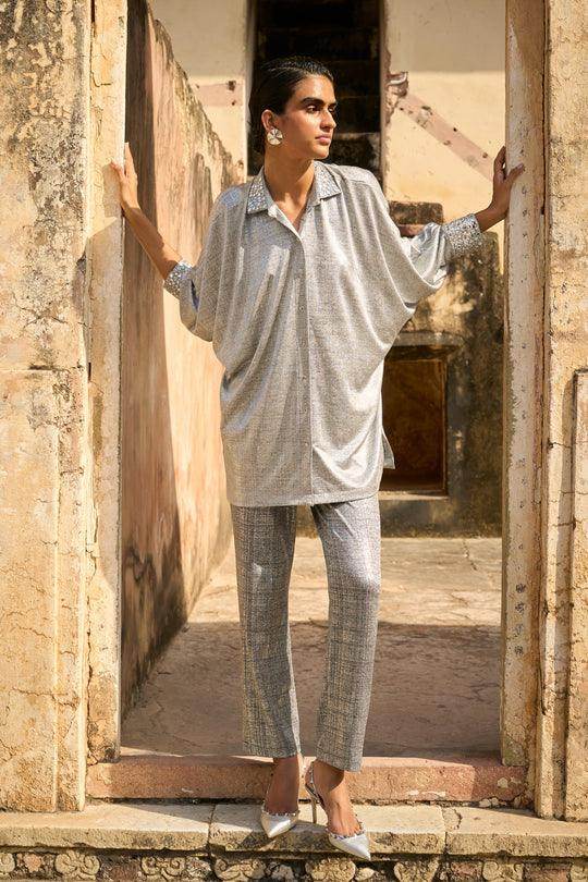 SILVER MIRROR PANT SET - dash and dot