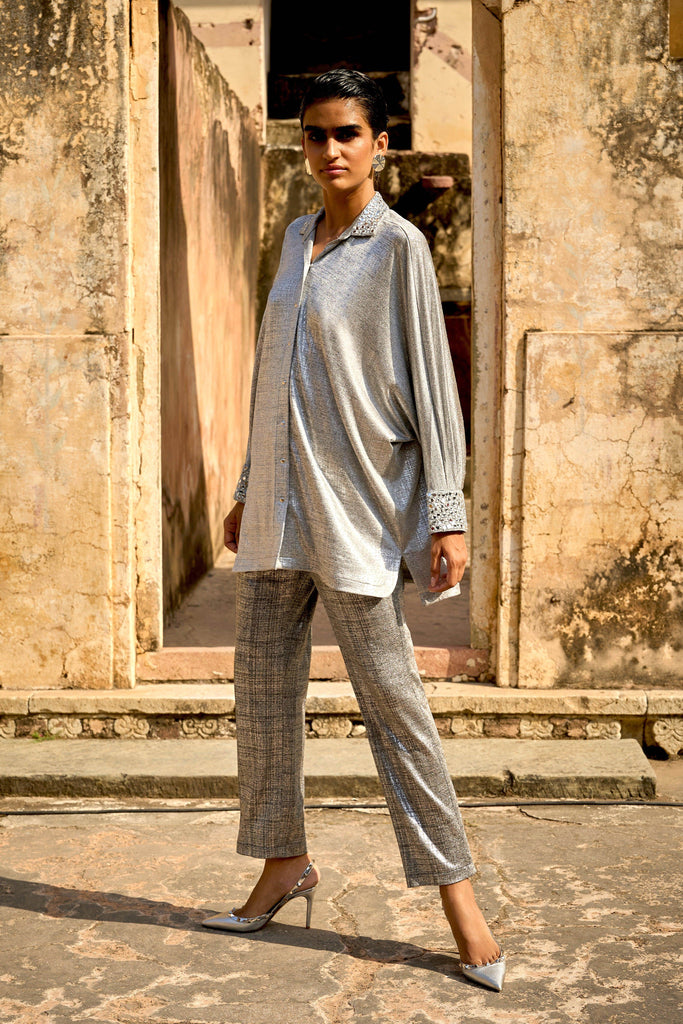 SILVER KNIT PANT - dash and dot dash and dot