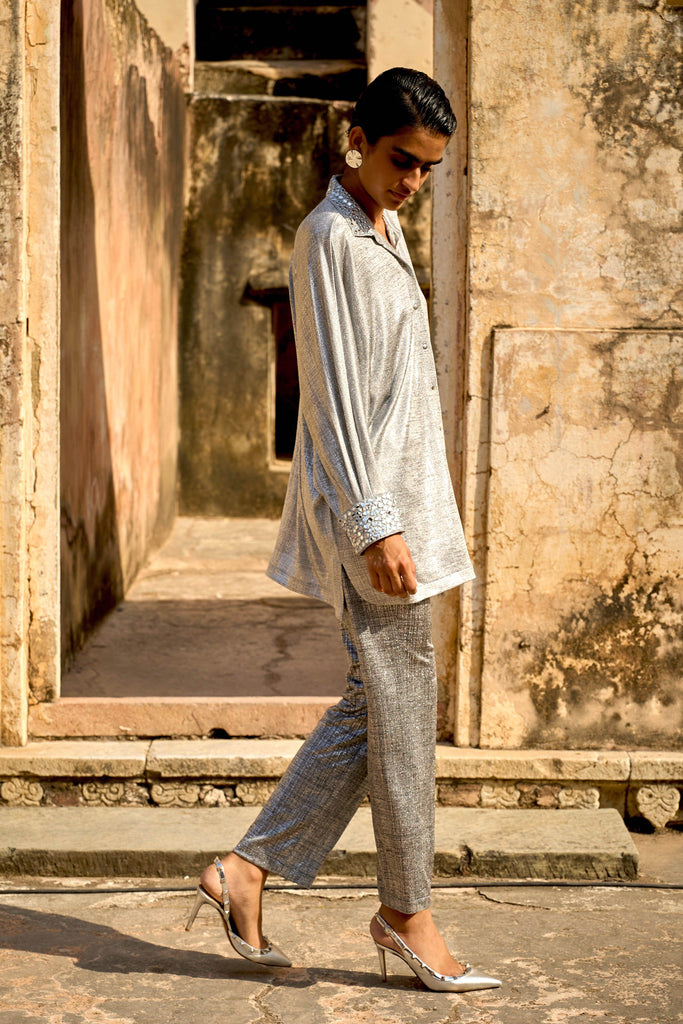 SILVER KNIT PANT - dash and dot dash and dot